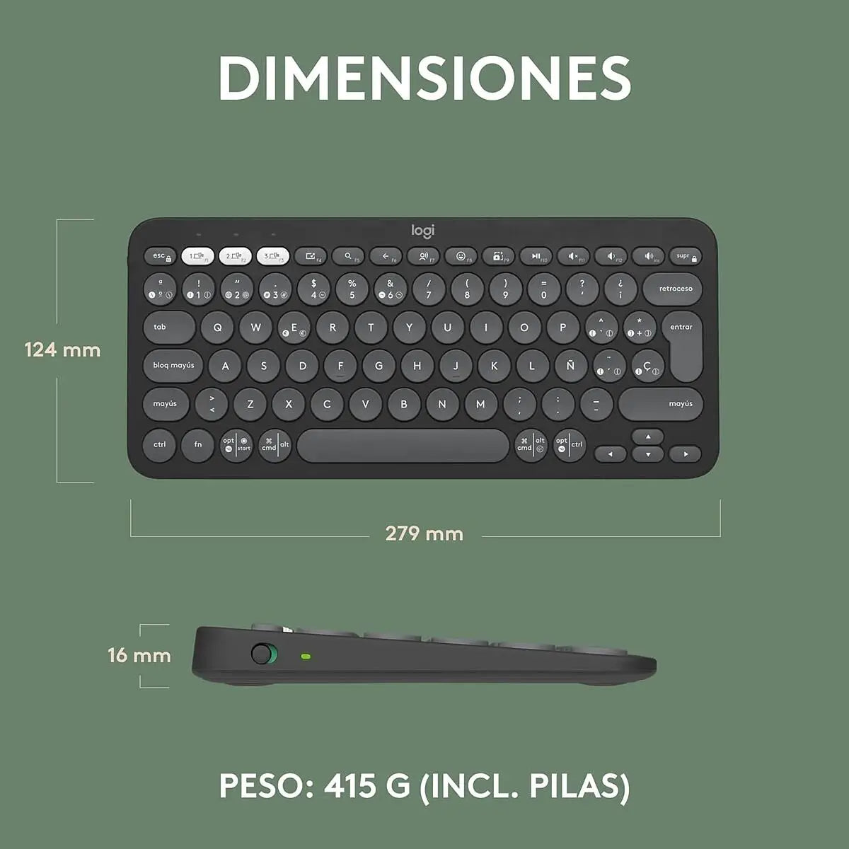 Logitech Teclado inalambrico Pebble Keys 2 K380s Grafito