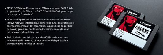 KNG SSD 7.68TB 560/530MB/S Sata 2.5" Latencia e IOPS PLP
