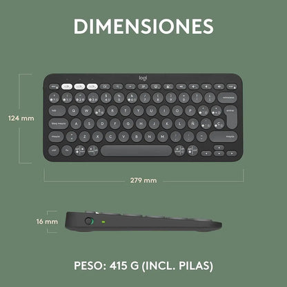 Logitech Teclado inalambrico Pebble Keys 2 K380s Grafito